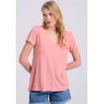 Γυναικείο V-neck μονόχρωμο t-shirt - The essential