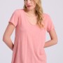 Γυναικείο V-neck μονόχρωμο t-shirt - The essential