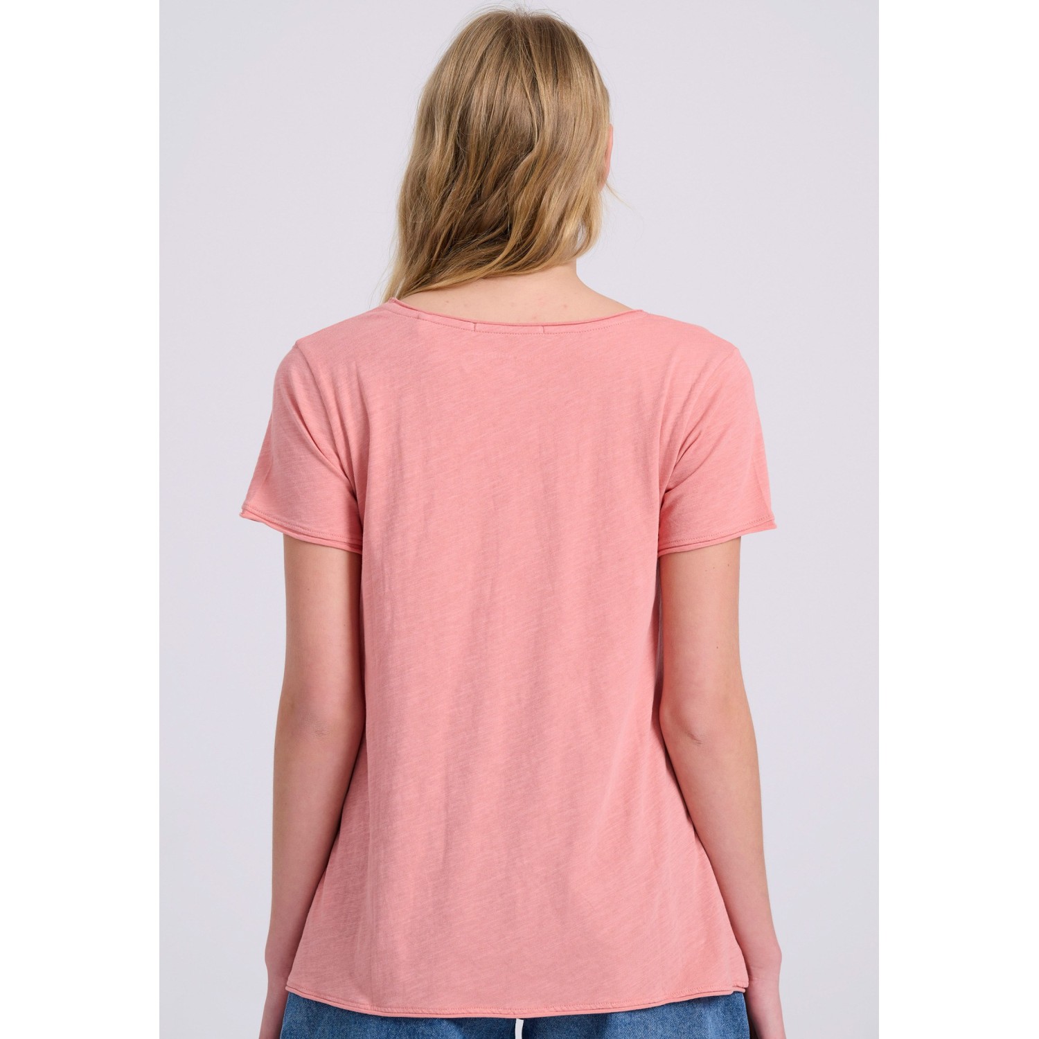 Γυναικείο V-neck μονόχρωμο t-shirt - The essential