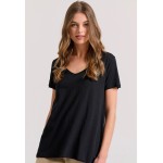 Γυναικείο V-neck μονόχρωμο t-shirt - The essential