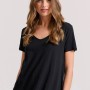 Γυναικείο V-neck μονόχρωμο t-shirt - The essential