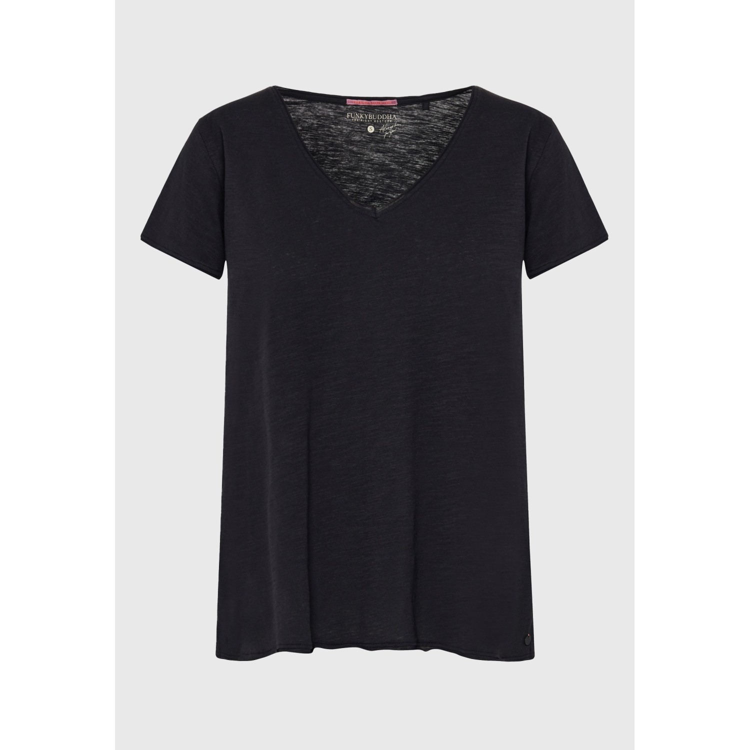 Γυναικείο V-neck μονόχρωμο t-shirt - The essential