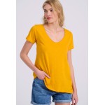 Γυναικείο V-neck μονόχρωμο t-shirt - The essential