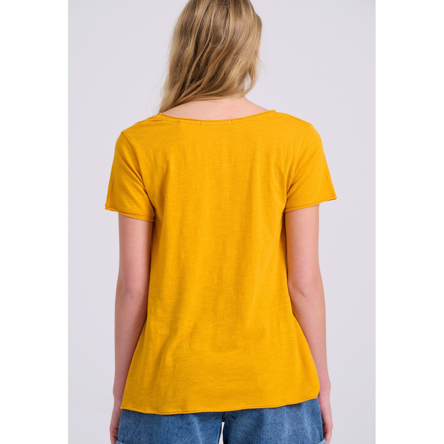 Γυναικείο V-neck μονόχρωμο t-shirt - The essential