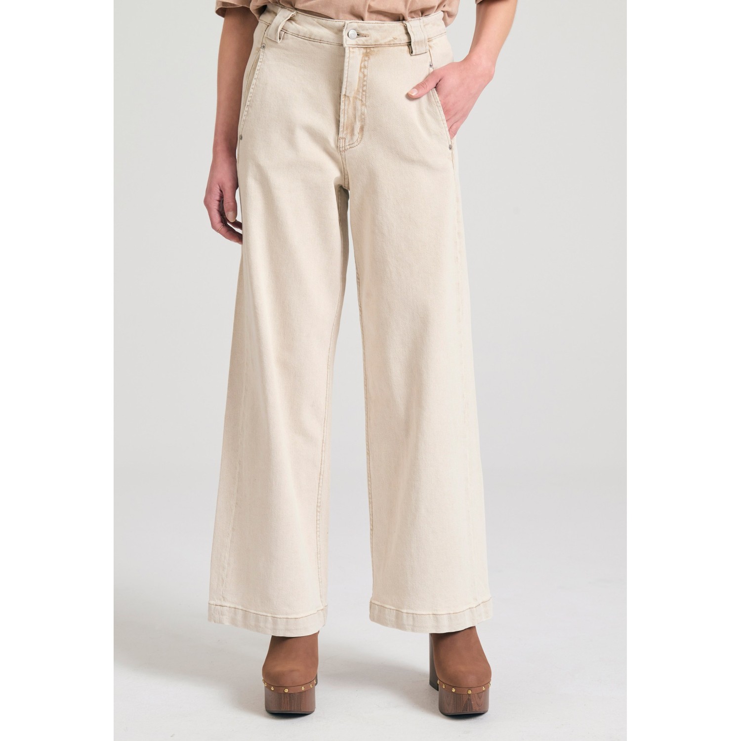 Γυναικείο wide leg garment dyed τζιν παντελόνι