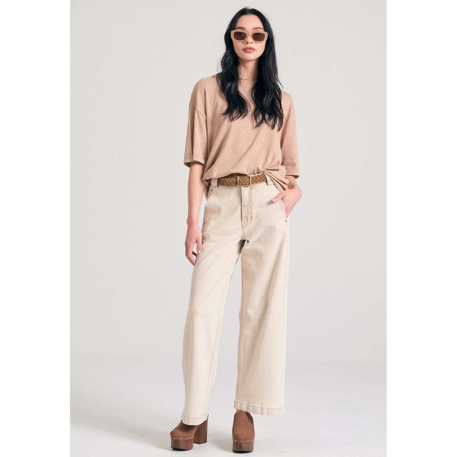 Γυναικείο wide leg garment dyed τζιν παντελόνι