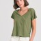 Γυναικείο βαμβακερό t-shirt με άνοιγμα V