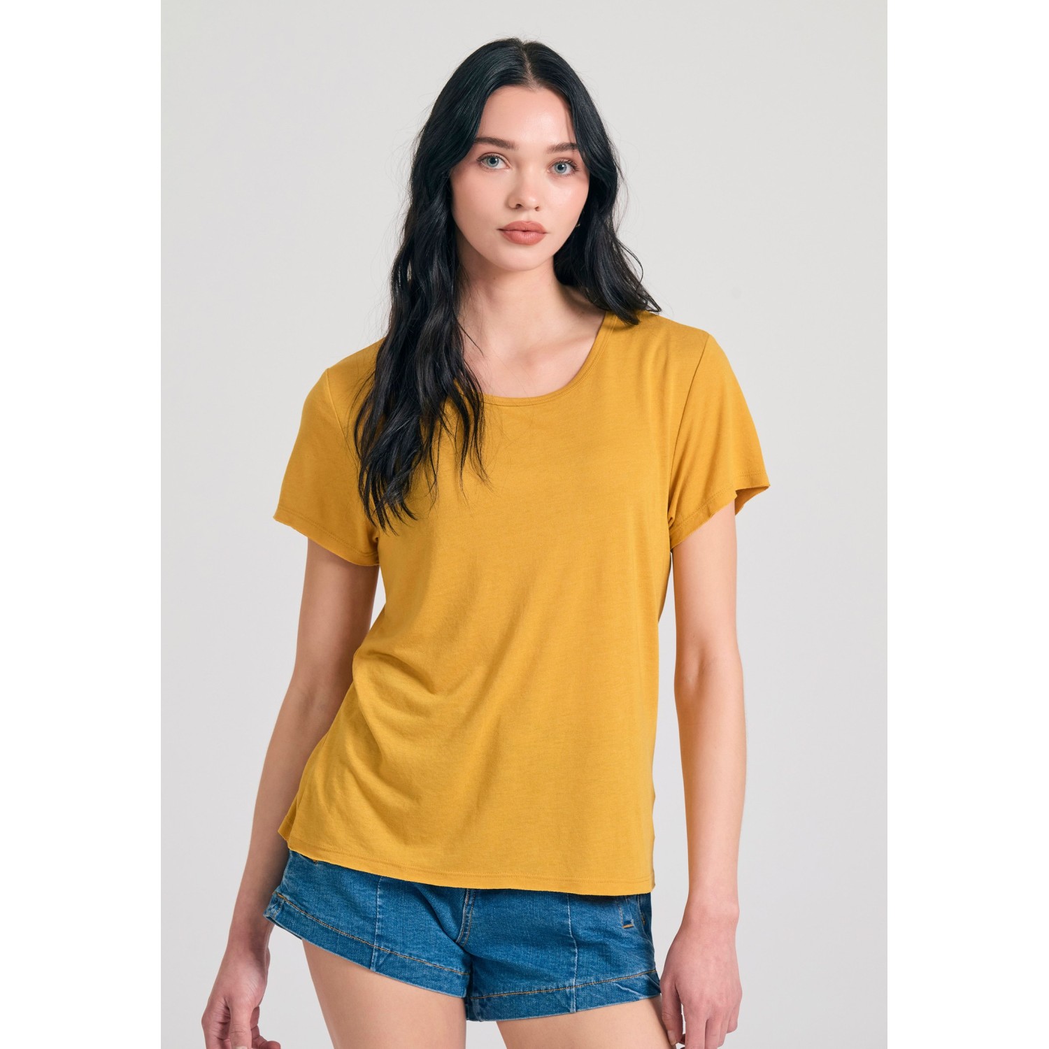 Γυναικείο μονόχρωμο t-shirt από βισκόζη