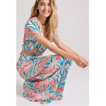 Εμπριμέ wide leg παντελόνα