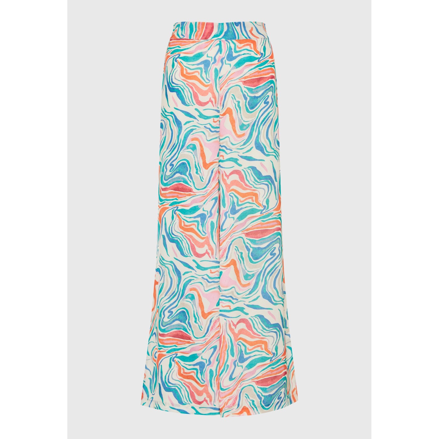 Εμπριμέ wide leg παντελόνα