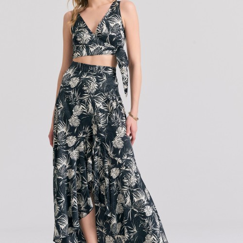 Κρουαζέ cropped top με all over τύπωμα