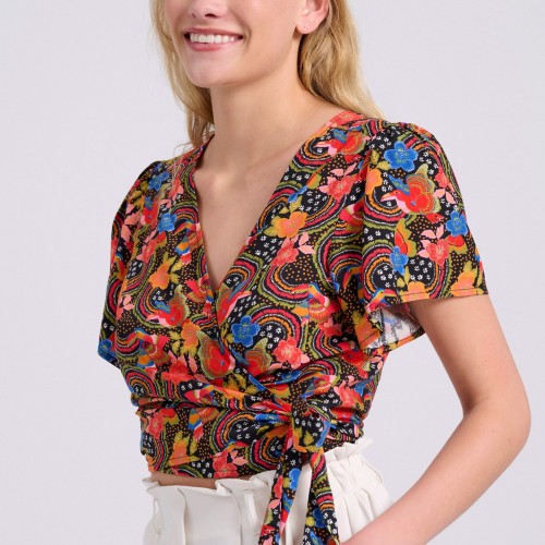 Κρουαζέ τοπ με τύπωμα σε boho look