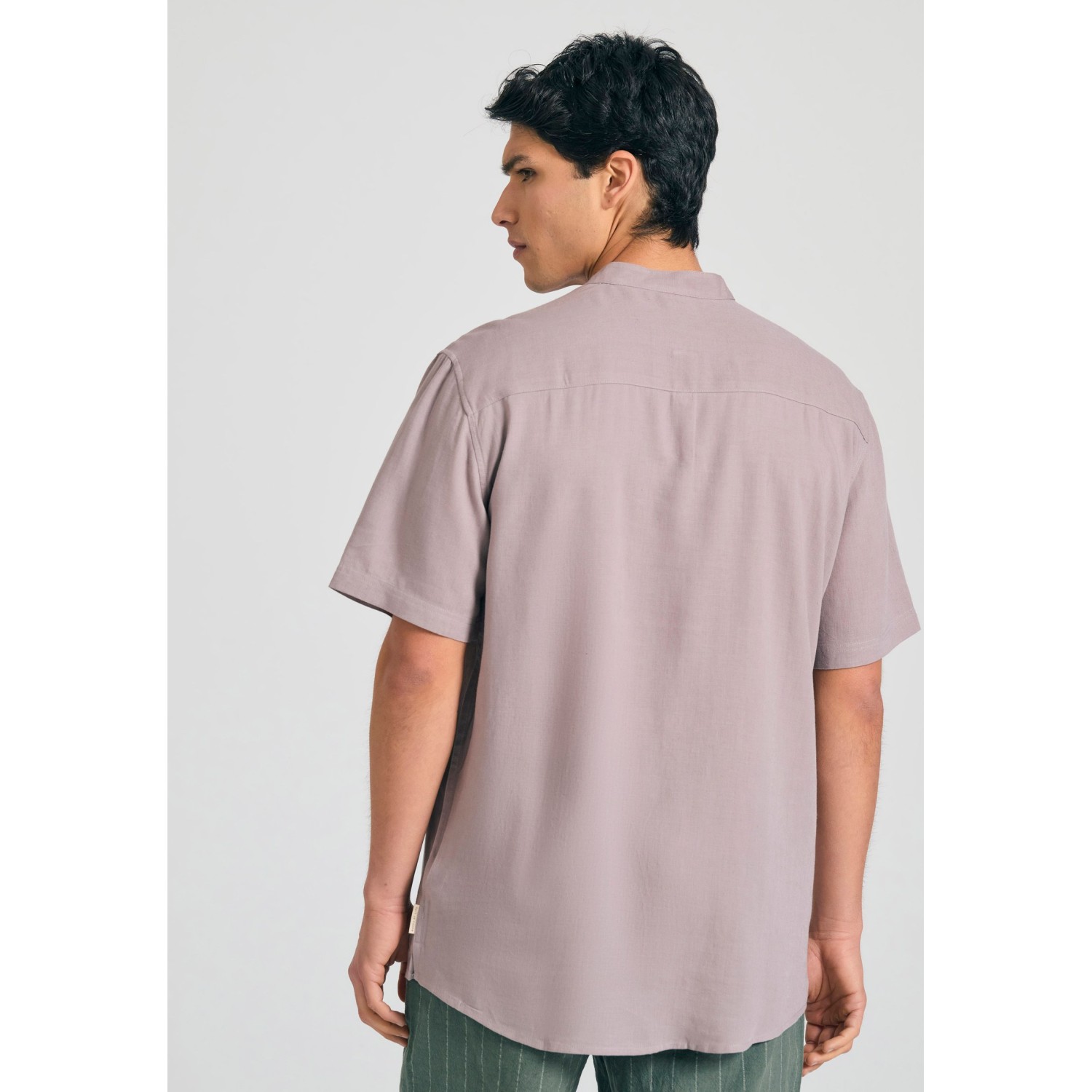 Λινή κοντομάνικη πουκαμίσα relaxed fit