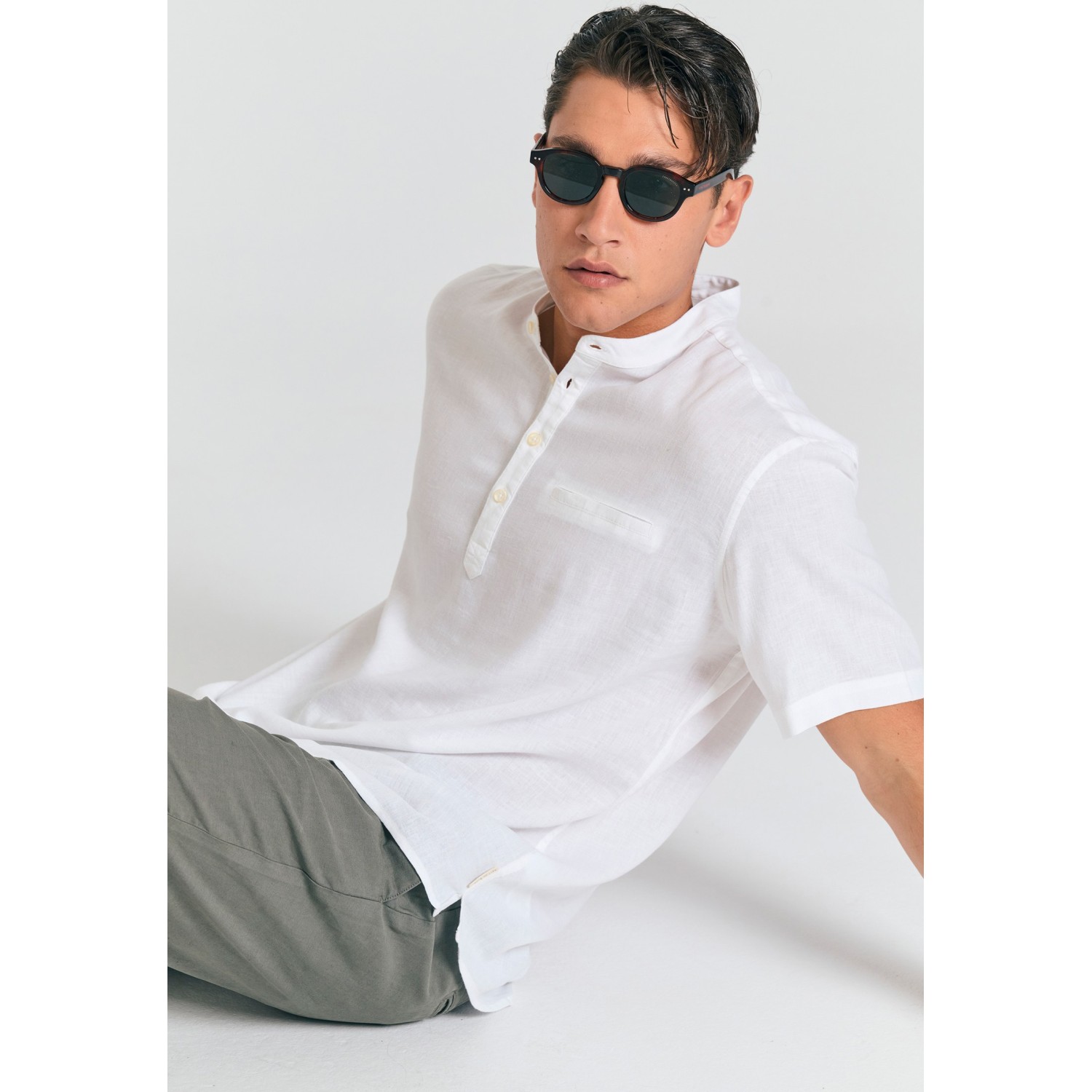 Λινή κοντομάνικη πουκαμίσα relaxed fit Λινή κοντομάνικη πουκαμίσα relaxed fit