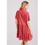 Μίνι linen blend σεμιζιέ φόρεμα με βολάν