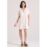 Μίνι linen blend σεμιζιέ φόρεμα με βολάν