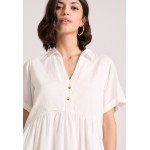 Μίνι linen blend σεμιζιέ φόρεμα με βολάν