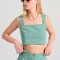 Μονόχρωμο βαμβακερό cropped top