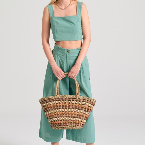 Μονόχρωμο βαμβακερό cropped top