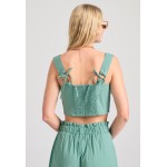 Μονόχρωμο βαμβακερό cropped top