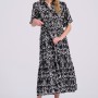 Σεμιζιέ εμπριμέ μάξι φόρεμα με βολάν σε boho look