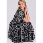 Σεμιζιέ εμπριμέ μάξι φόρεμα με βολάν σε boho look