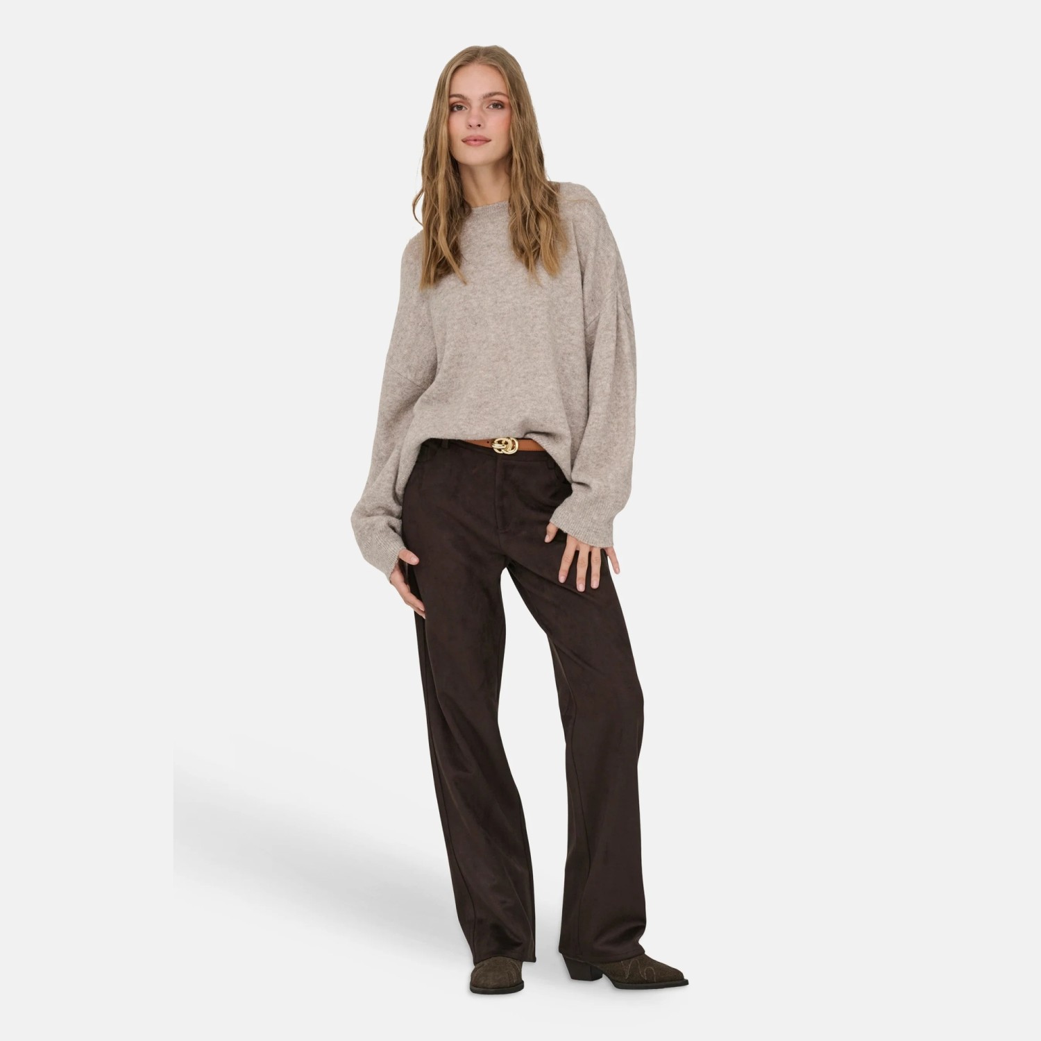 Γυναικείο Πλεκτό Πουλόβερ Oversized με Λαιμόκοψη JDY BY ONLY