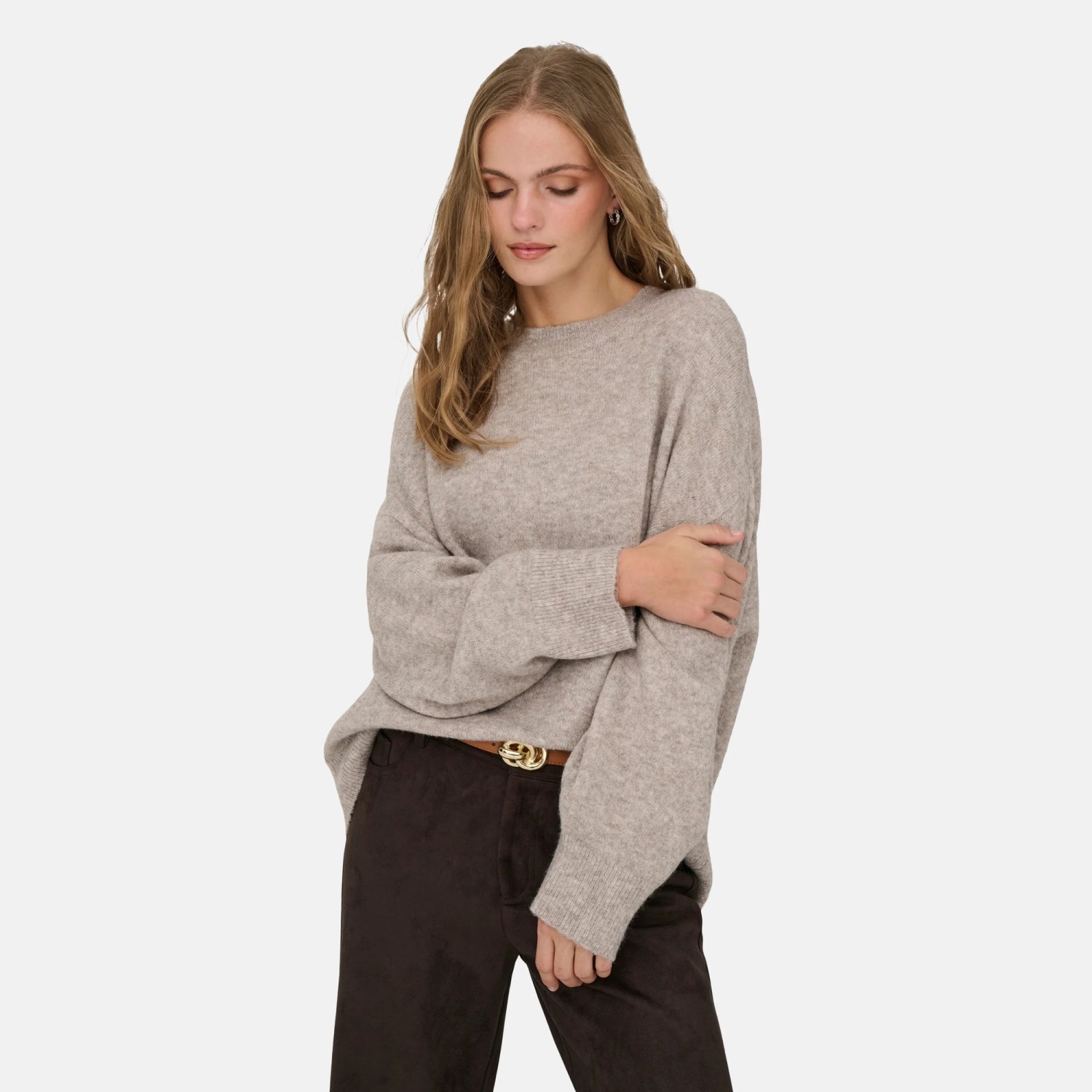 Γυναικείο Πλεκτό Πουλόβερ Oversized με Λαιμόκοψη JDY BY ONLY