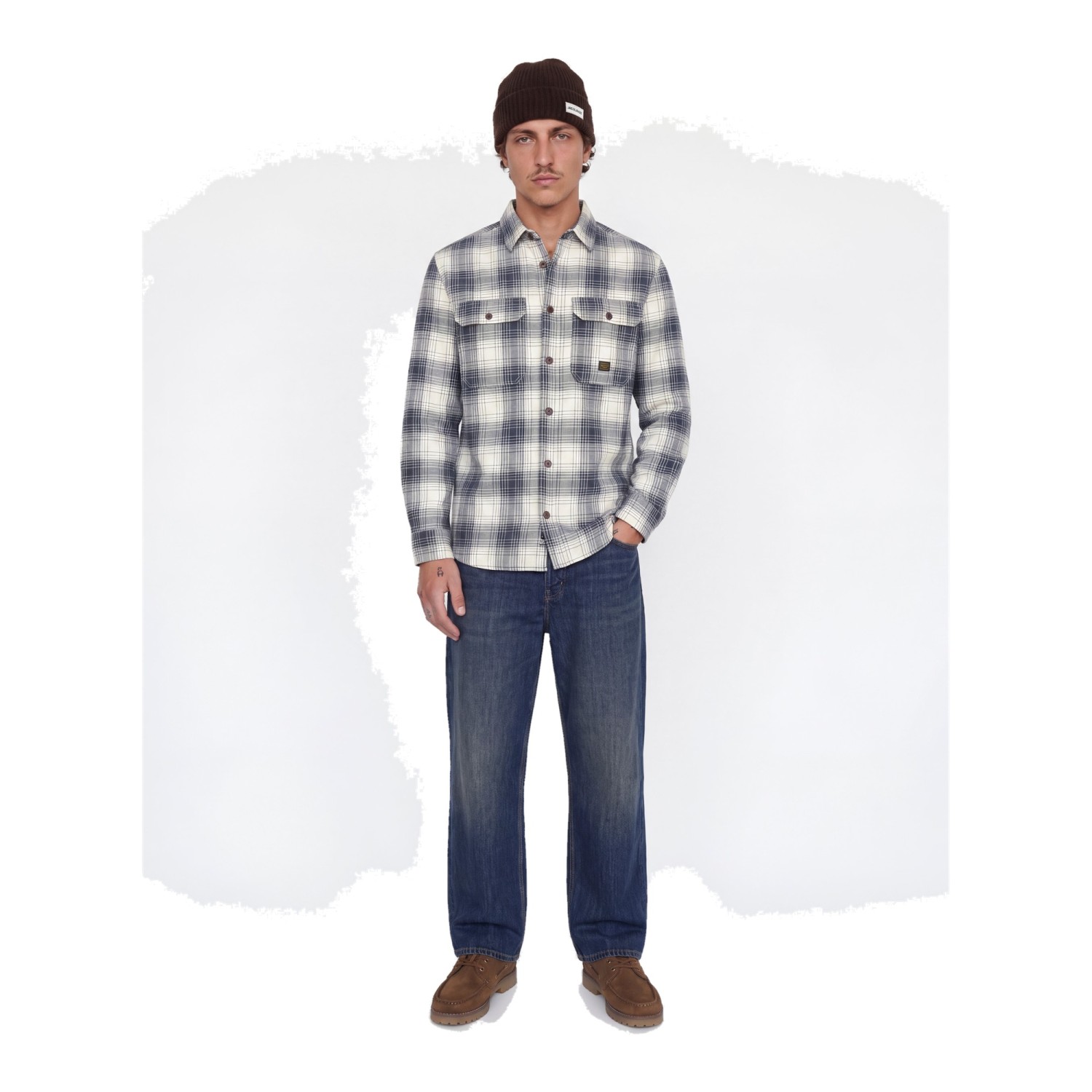 Ανδρικό Καρό Πουκάμισο Overshirt Μακρύ Μανίκι JACK & JONES