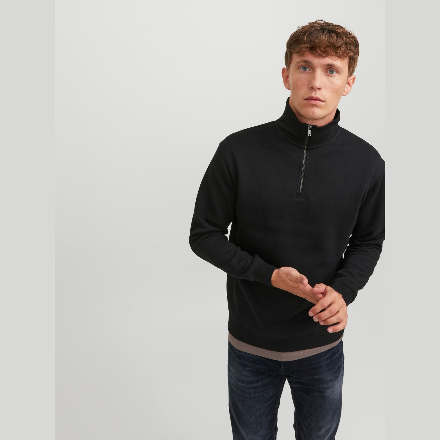 Ανδρικό Φούτερ με Half Zip Yakά JACK & JONES
