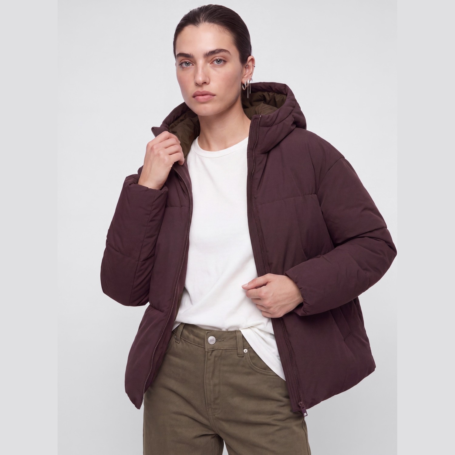 Γυναικείο Μπουφάν Puffer με Κουκούλα JJ Rebel