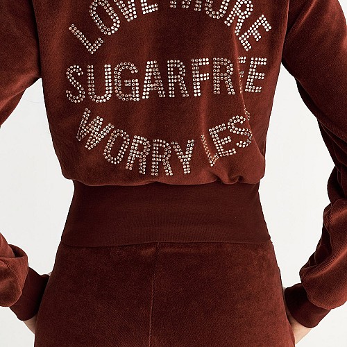 Γυναικεία Cropped Ζακέτα με Κουκούλα και Strass SUGARFREE
