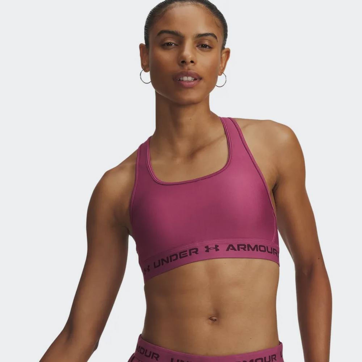 Under Armour Crossback Mid Bra Γυναικείο Μπουστάκι Φούξια με Επένδυση 1361034-659
