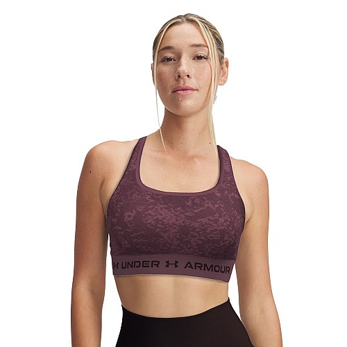 Under Armour Crossback Mid Print Γυναικείο Μπουστάκι Μωβ 1361042-659