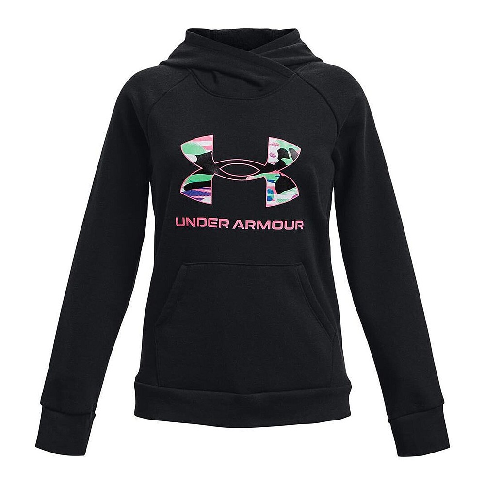 Under Armour Fleece Παιδικό Φούτερ με Κουκούλα και Τσέπες Μαύρο Rival 1373127-001