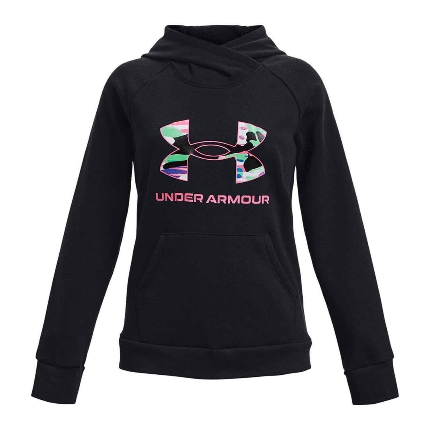 Under Armour Fleece Παιδικό Φούτερ με Κουκούλα και Τσέπες Μαύρο Rival 1373127-001
