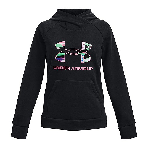 Under Armour Fleece Παιδικό Φούτερ με Κουκούλα και Τσέπες Μαύρο Rival 1373127-001