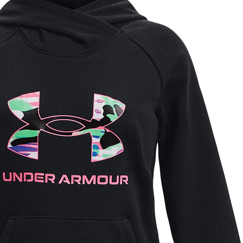 Under Armour Fleece Παιδικό Φούτερ με Κουκούλα και Τσέπες Μαύρο Rival 1373127-001