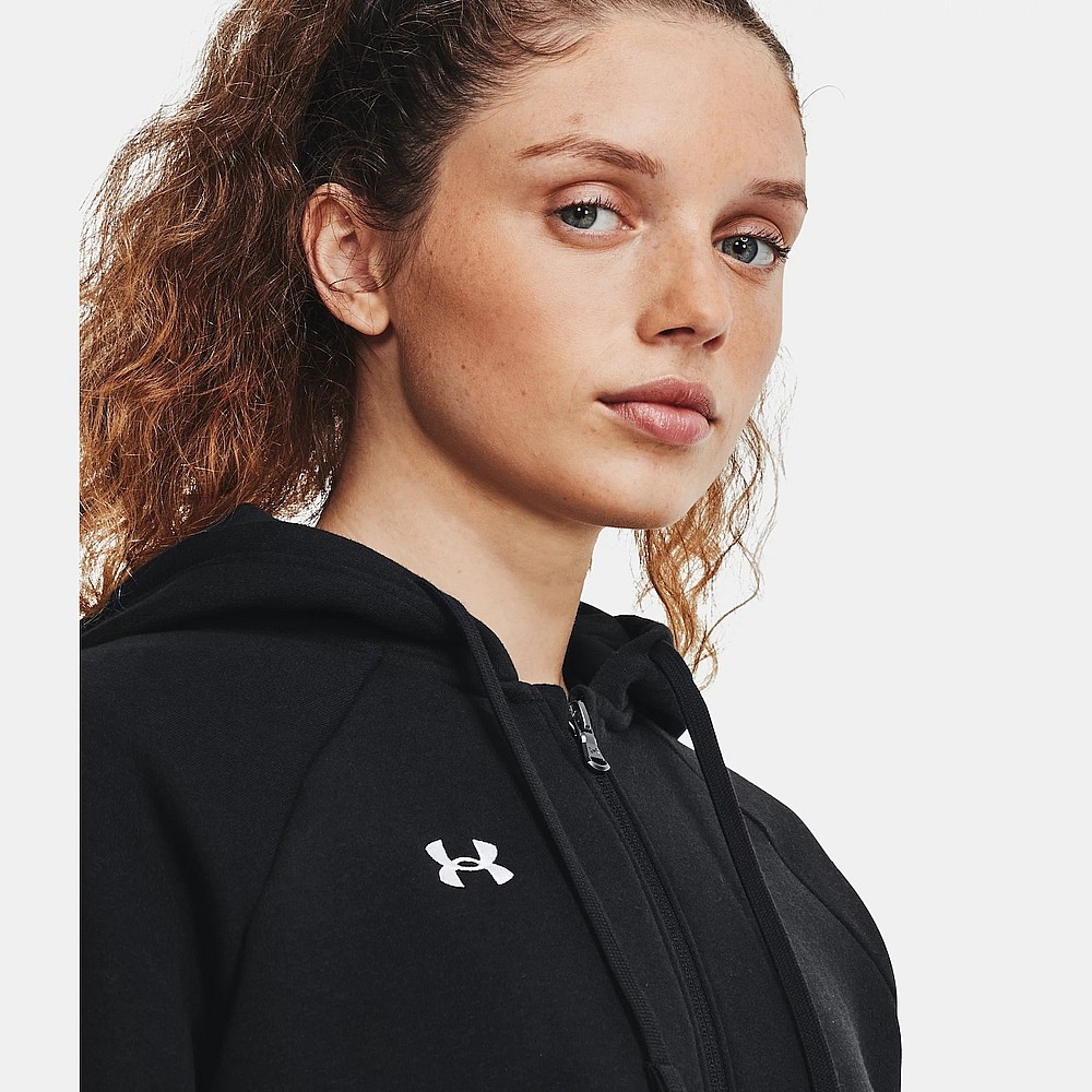 (W) Under Armour Rival Fleece Jaket Hoodie Zip-Up Warna Solid 1379497-012