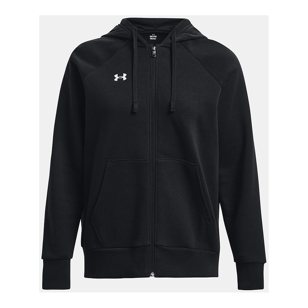 (W) Under Armour Rival Fleece Jaket Hoodie Zip-Up Warna Solid 1379497-012
