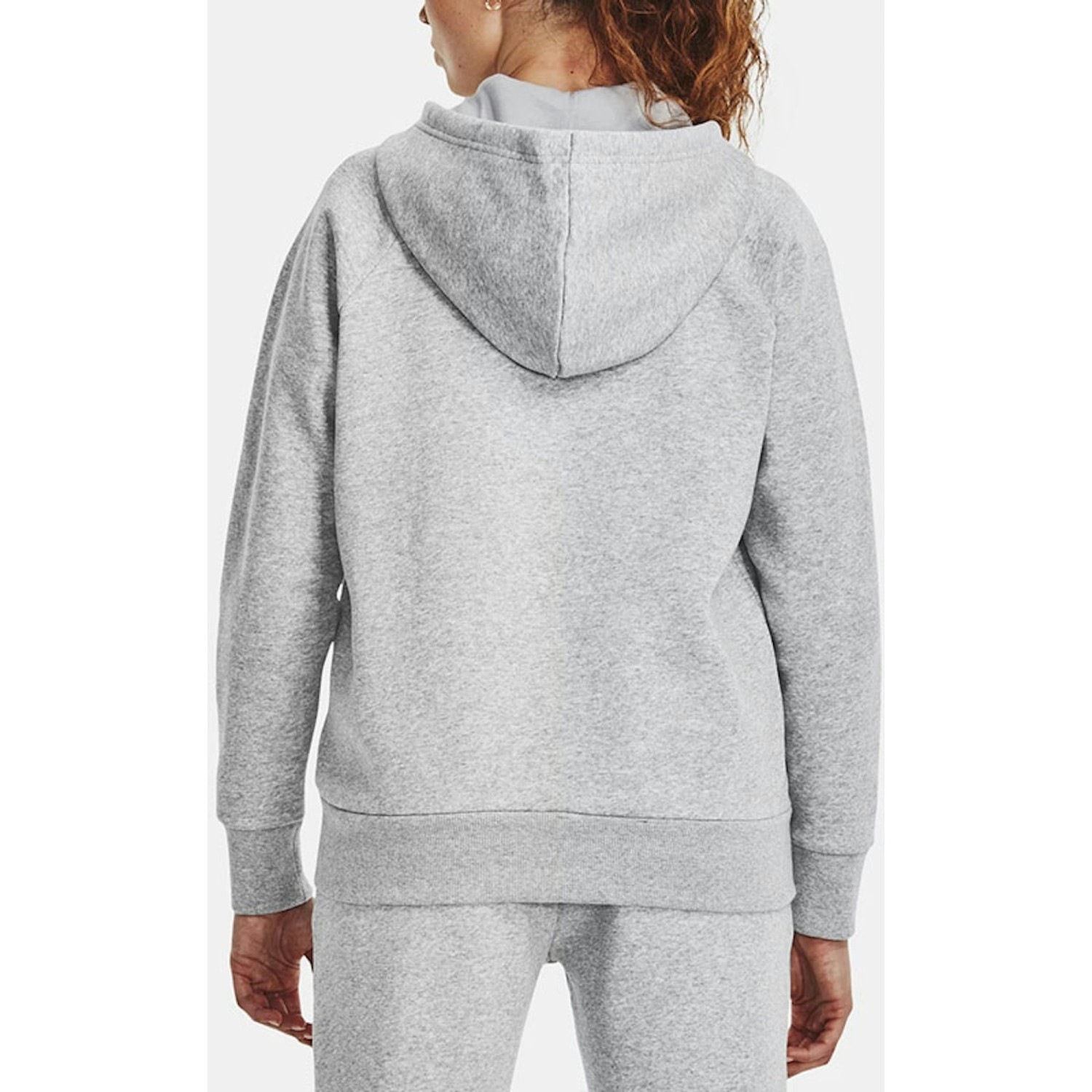 (W) Under Armour Rival Fleece Jaket Hoodie Zip-Up Warna Solid 1379497-012