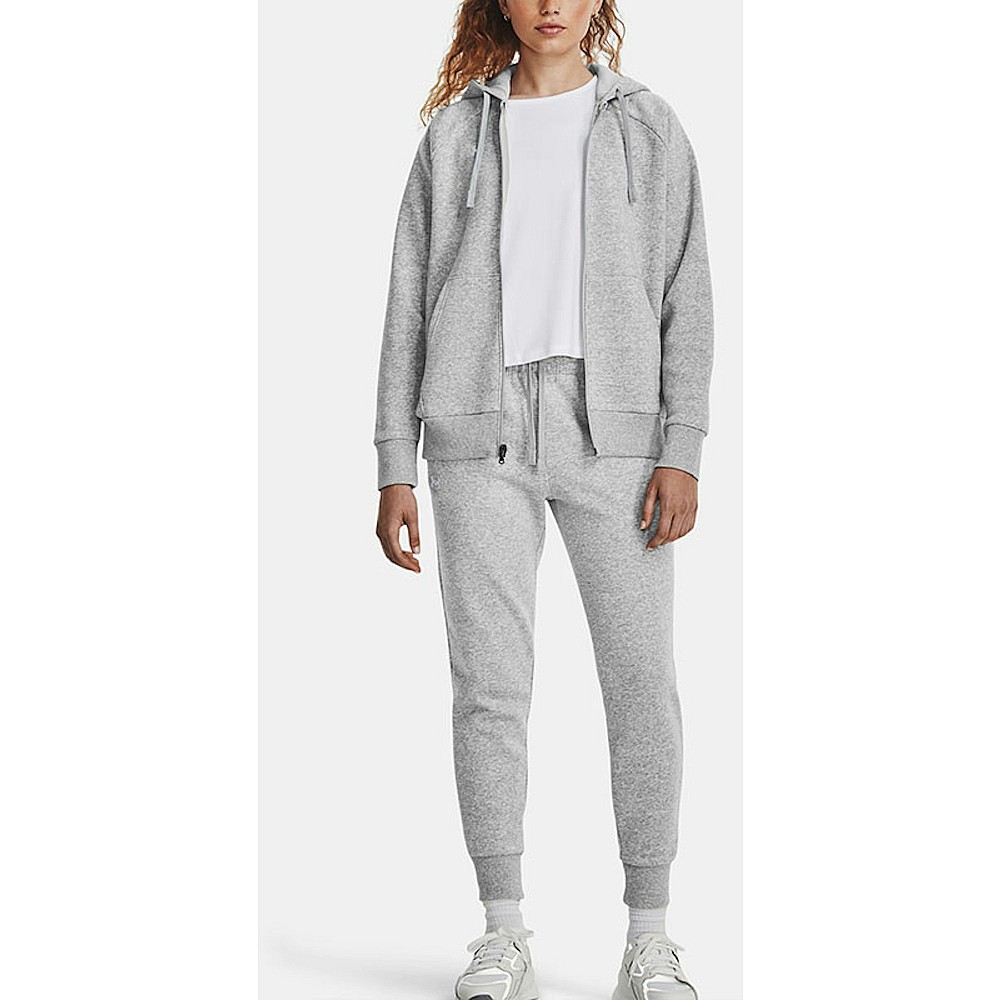 (W) Under Armour Rival Fleece Jaket Hoodie Zip-Up Warna Solid 1379497-012