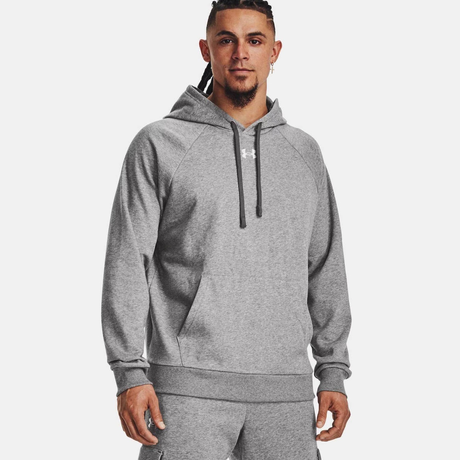 Under Armour Rival Φούτερ με Κουκούλα Grey 1379757-025