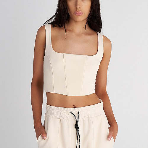 Γυναικείο Αμάνικο Crop Top με Τετράγωνη Λαιμόκοψη SUGARFREE