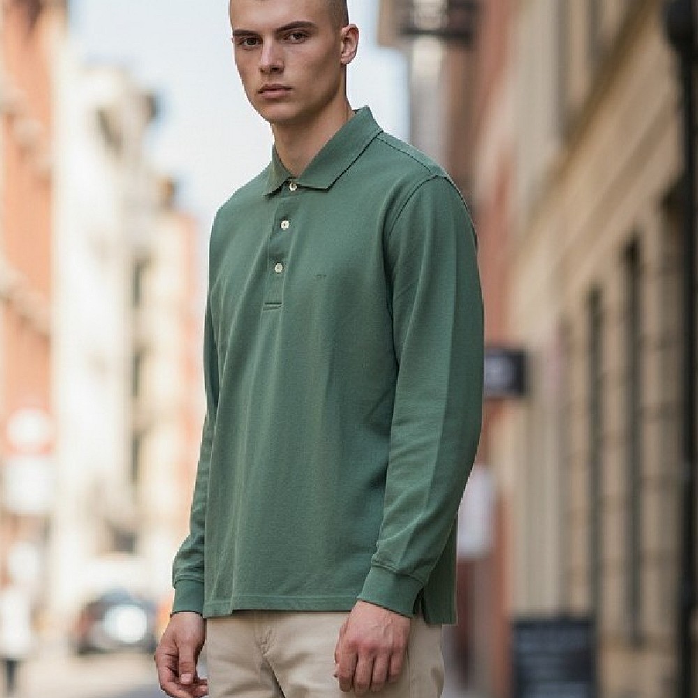 Unisex Πόλο Μπλούζα Μακρυμάνικη 100% Βαμβακερή TWILL