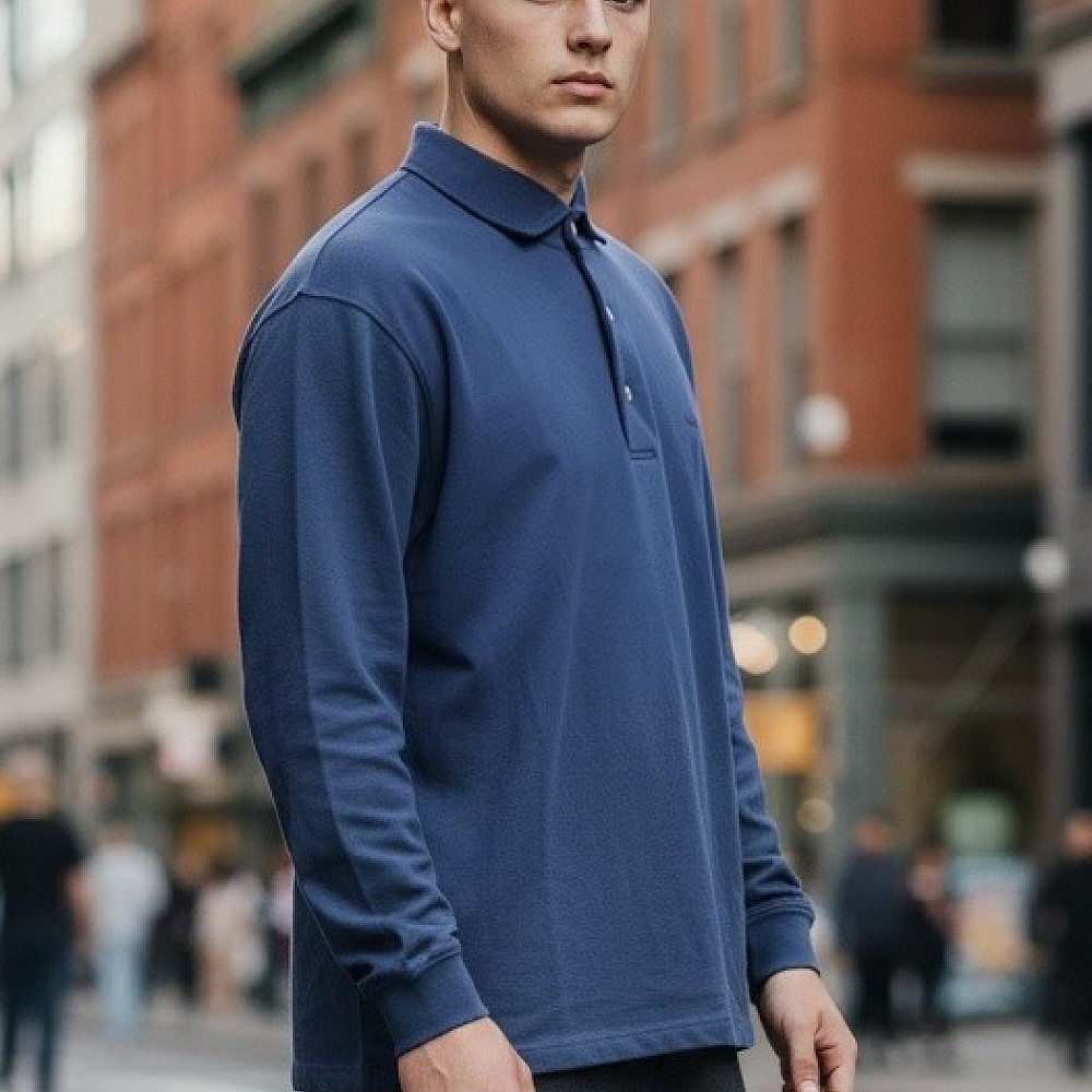 Unisex Μακρυμάνικο Πόλο από 100% Βαμβάκι TWILL