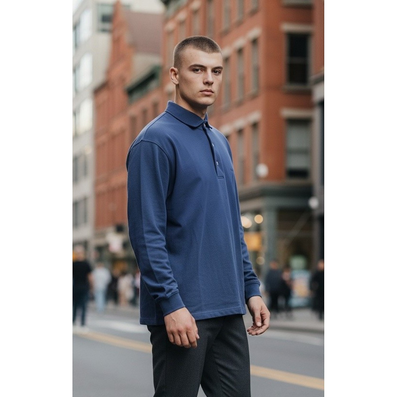 Unisex Μακρυμάνικο Πόλο από 100% Βαμβάκι TWILL