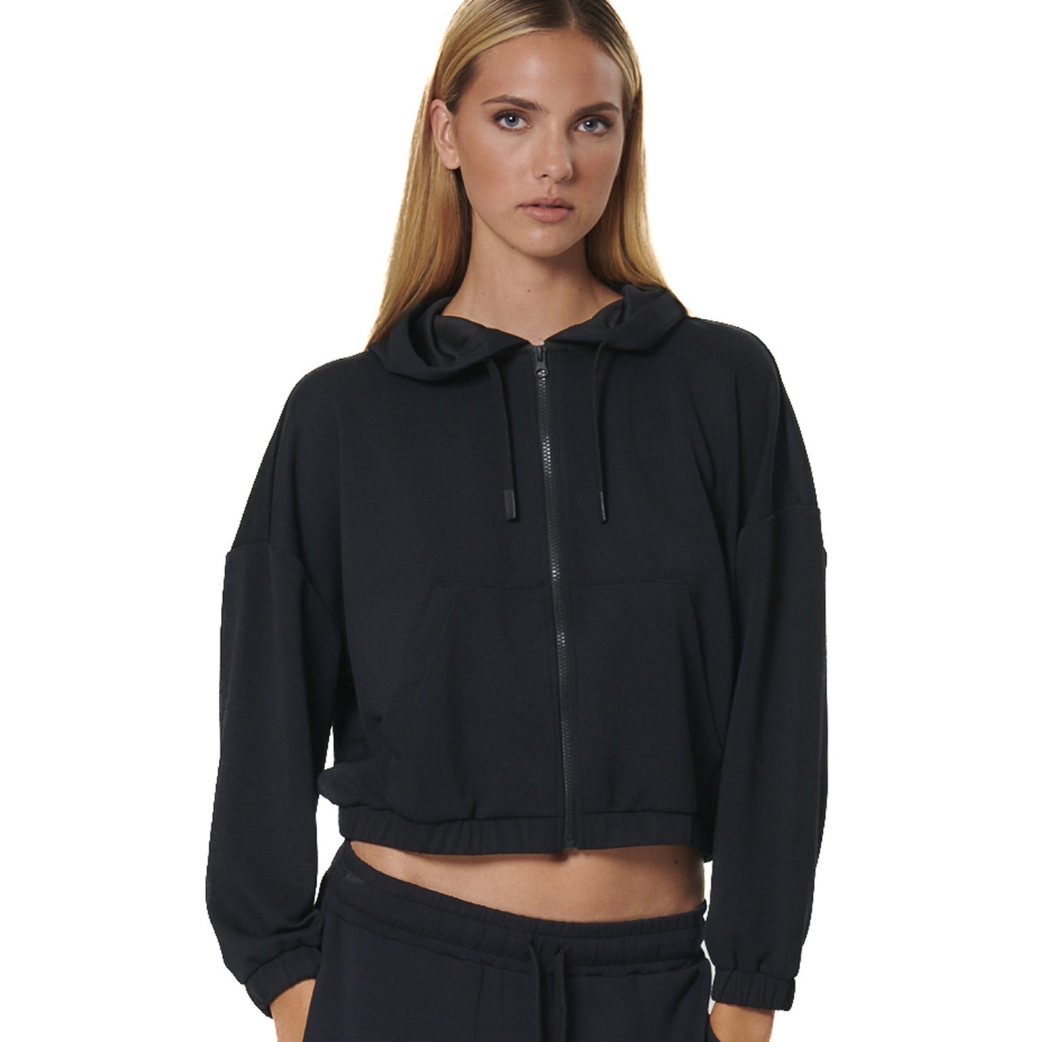 Unisex Cropped Ζακέτα Φούτερ με Κουκούλα BODY ACTION