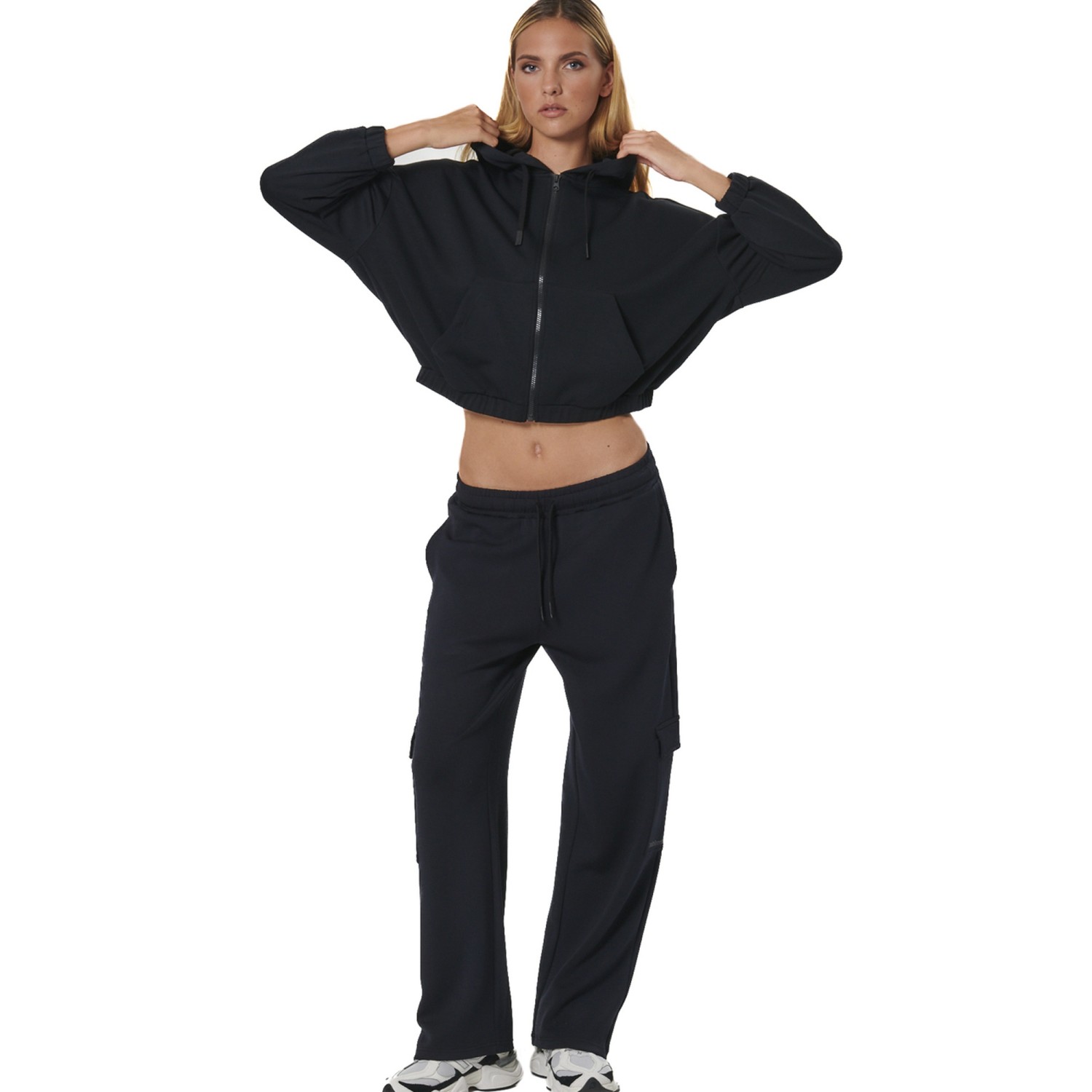 Unisex Cropped Ζακέτα Φούτερ με Κουκούλα BODY ACTION