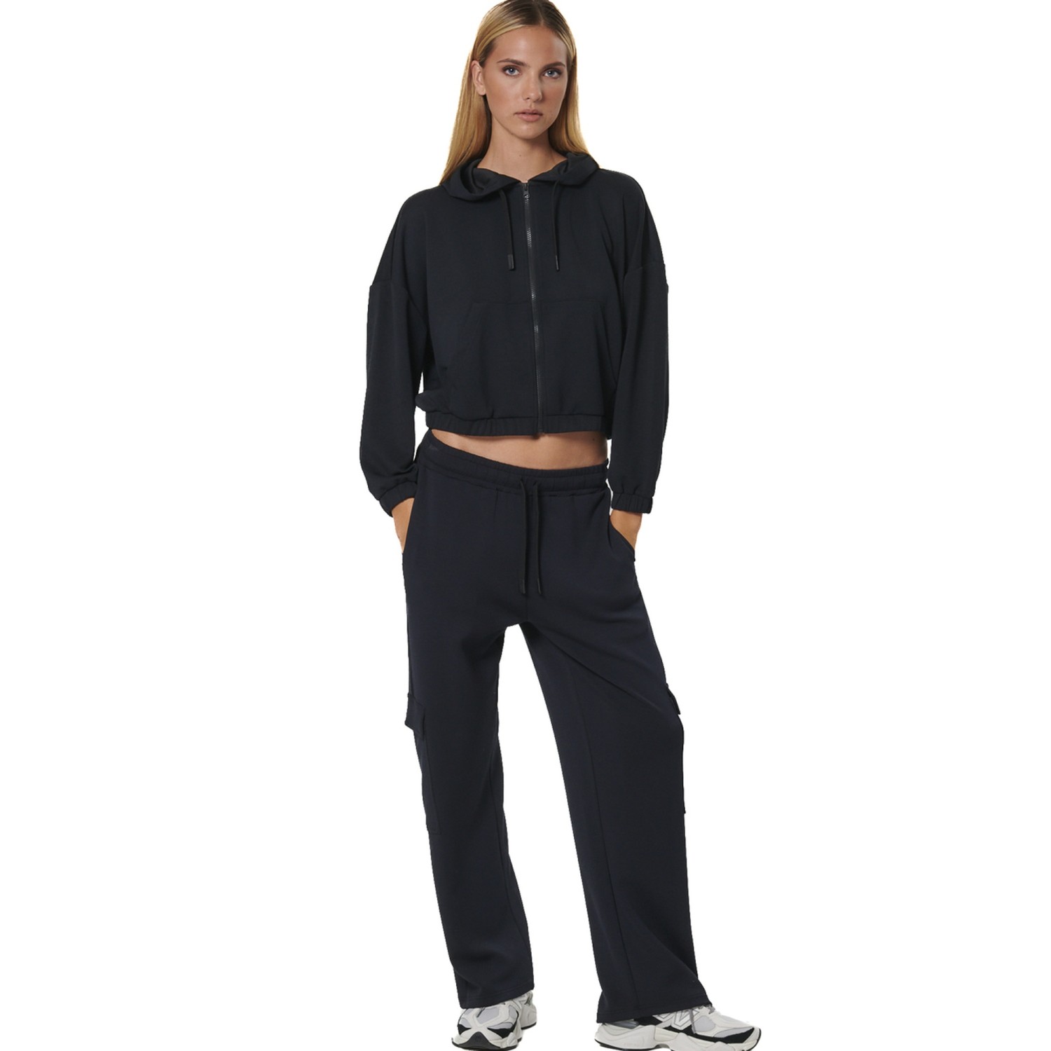 Unisex Cropped Ζακέτα Φούτερ με Κουκούλα BODY ACTION